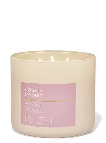 Rose Lychee-3 wick Candle-Bath & Body Works