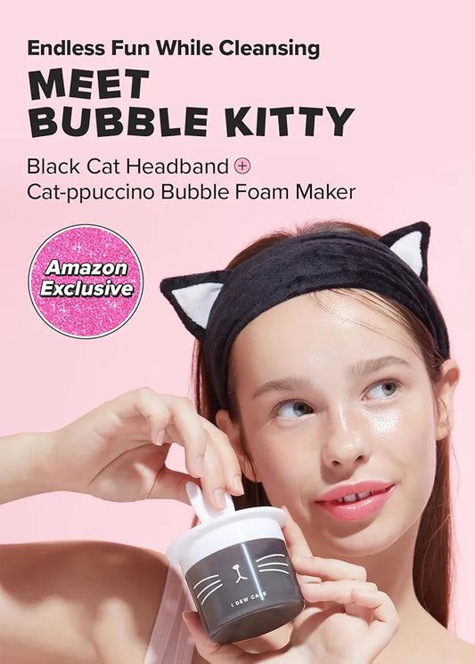 Meet Bubble Kitty Black Cat Headband and Bubble Foam Maker Set - I Dew Care