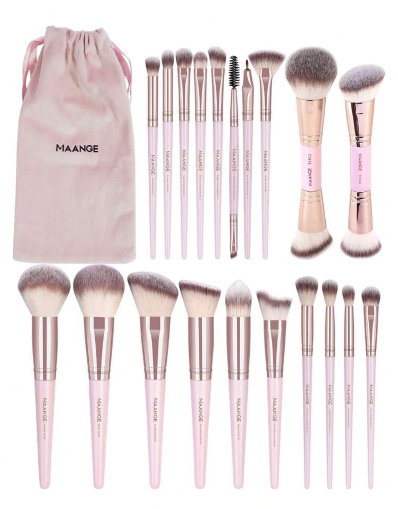 Pro Makeup Brush 20 Pieces With Bag - Maange