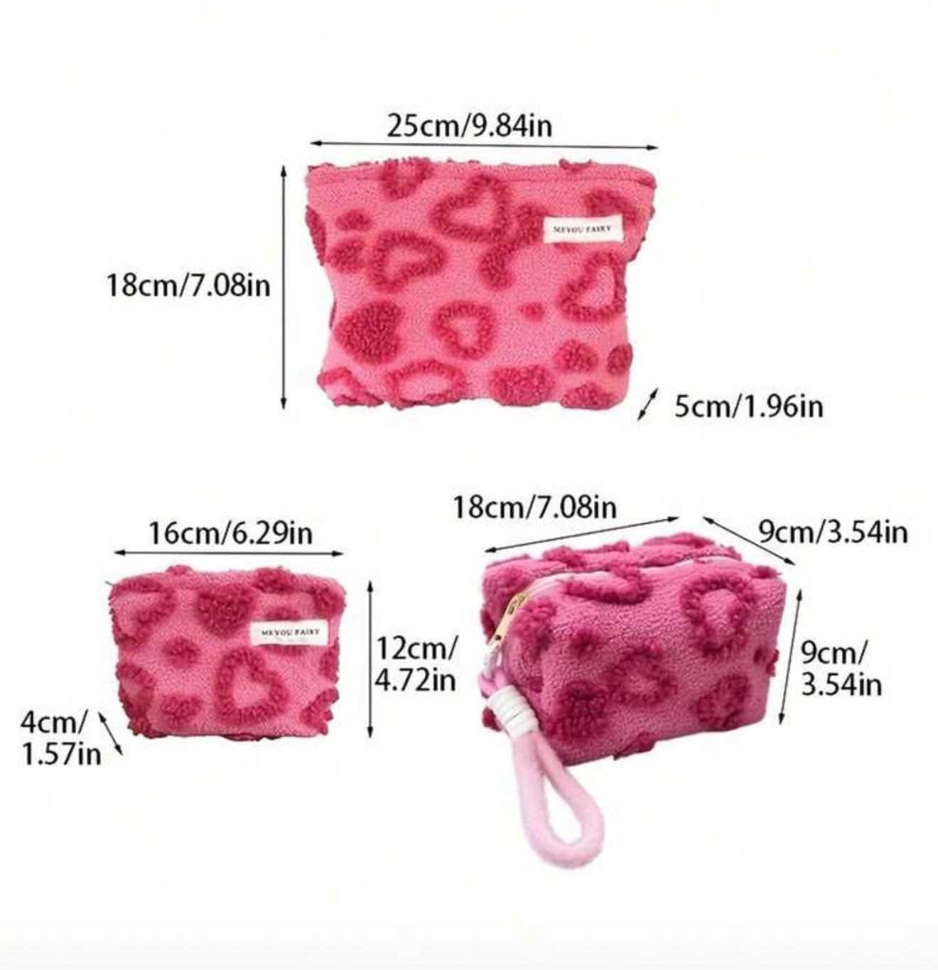 Teddy Heart Makeup Bag