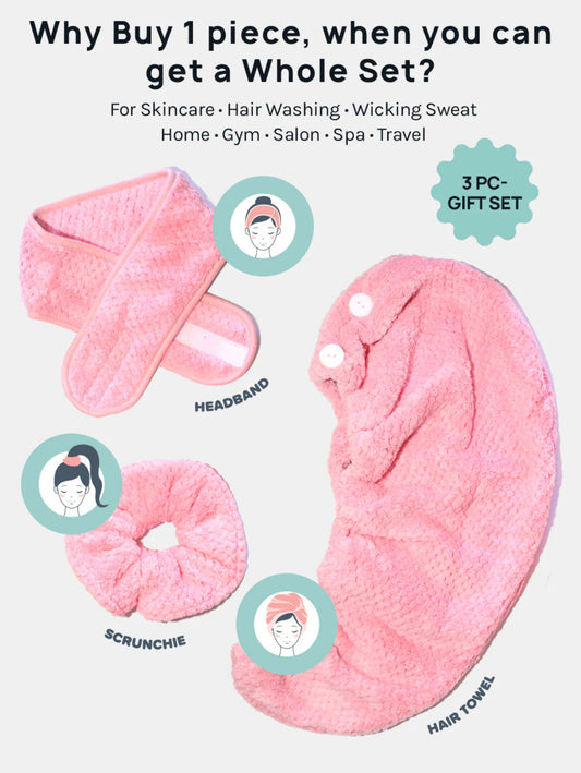 Microfiber Spa Hair Towel, Headband +Scrunchie - Aoa