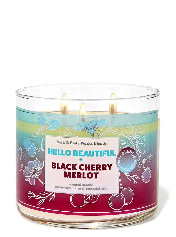 Hello Beautiful & Black Cherry Merlot 3-Wick candle - Bath & Body Works