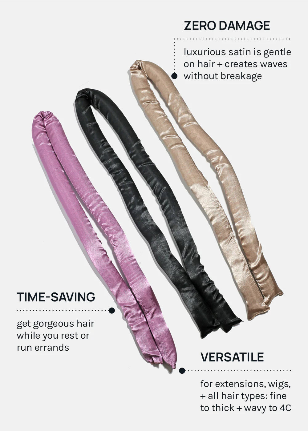 Heat-Free Satin Hair Curling Rod Set-AOA