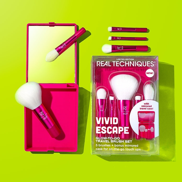 Vivid Escape Glow-to-Go Travel Brush Set - Real Techniques