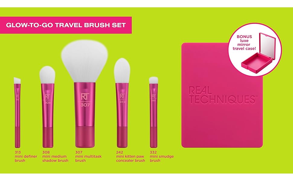 Vivid Escape Glow-to-Go Travel Brush Set - Real Techniques