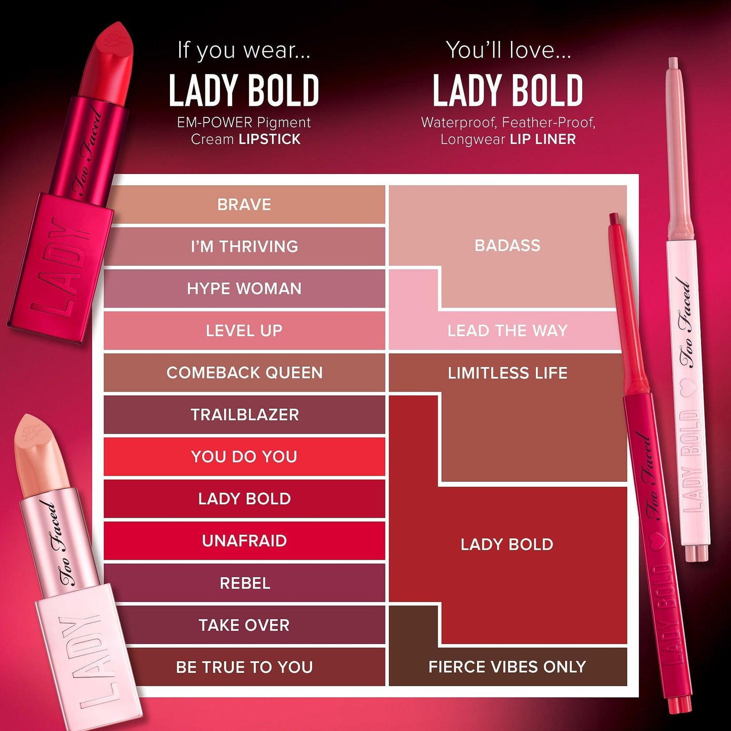 Lady Bold Em-Power Pigment Lipstick - Too Faced