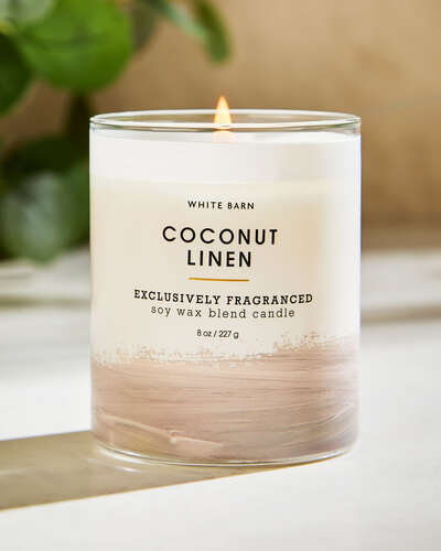 Coconut Linen 1-Wick Candle - White Barn