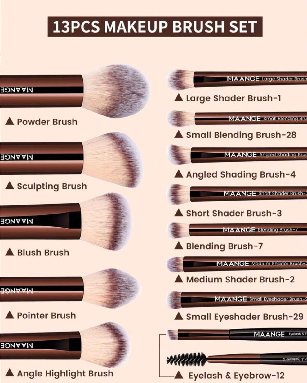 Makeup Professional Brush Set 15pcs - Maange