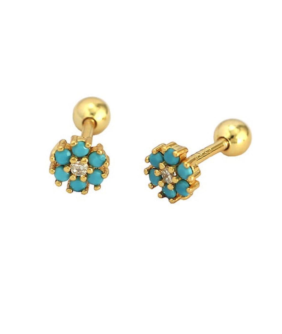 Piercing- Mini Flor Turquesa Stud