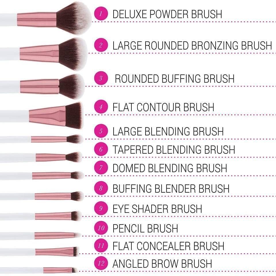 Crystal Quartz 12pcs Brush Set - Bh Cosmetics