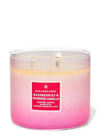 Raspberries & Whipped Vanilla-3 wick Candle-Bath & Body Works