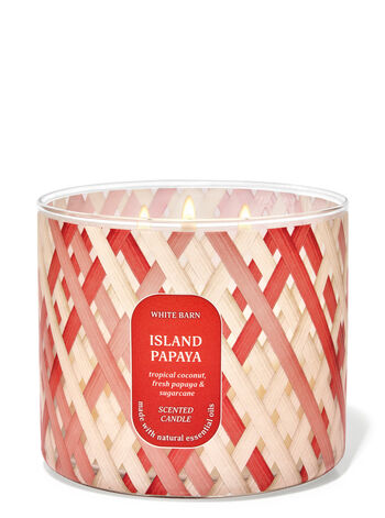 Island Papaya-3 wick Candle-Bath & Body Works