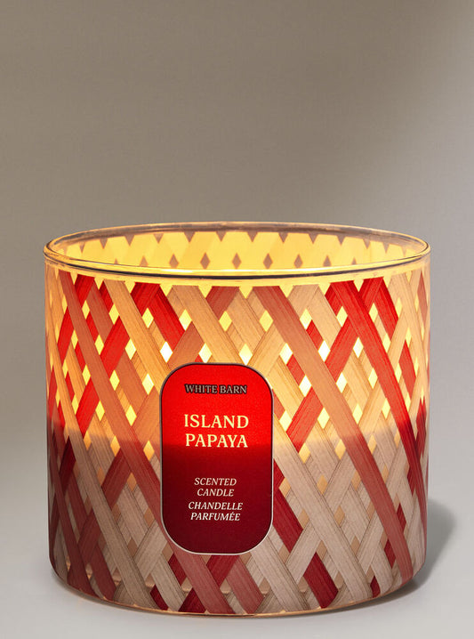 Island Papaya-3 wick Candle-Bath & Body Works