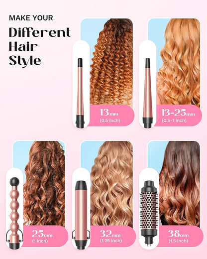 Wavytalk (5 In 1) Profesional Ceramic interchangeable Curling Wand Set