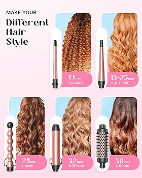 Wavytalk (5 In 1) Profesional Ceramic interchangeable Curling Wand Set