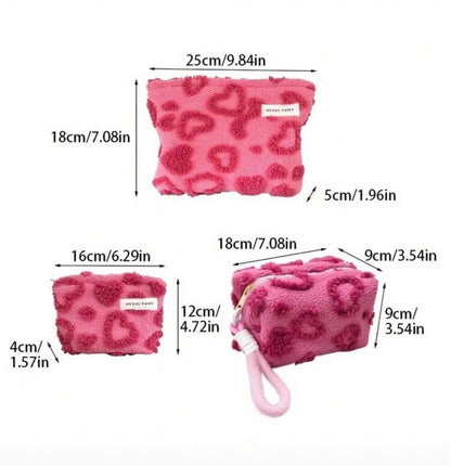 Teddy Heart Makeup Bag