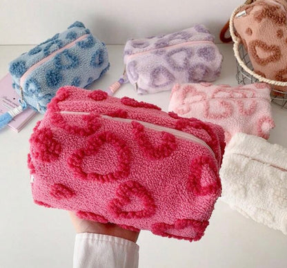 Teddy Heart Makeup Bag