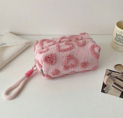 Teddy Heart Makeup Bag