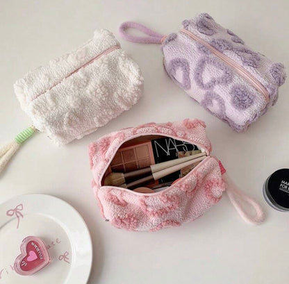 Teddy Heart Makeup Bag