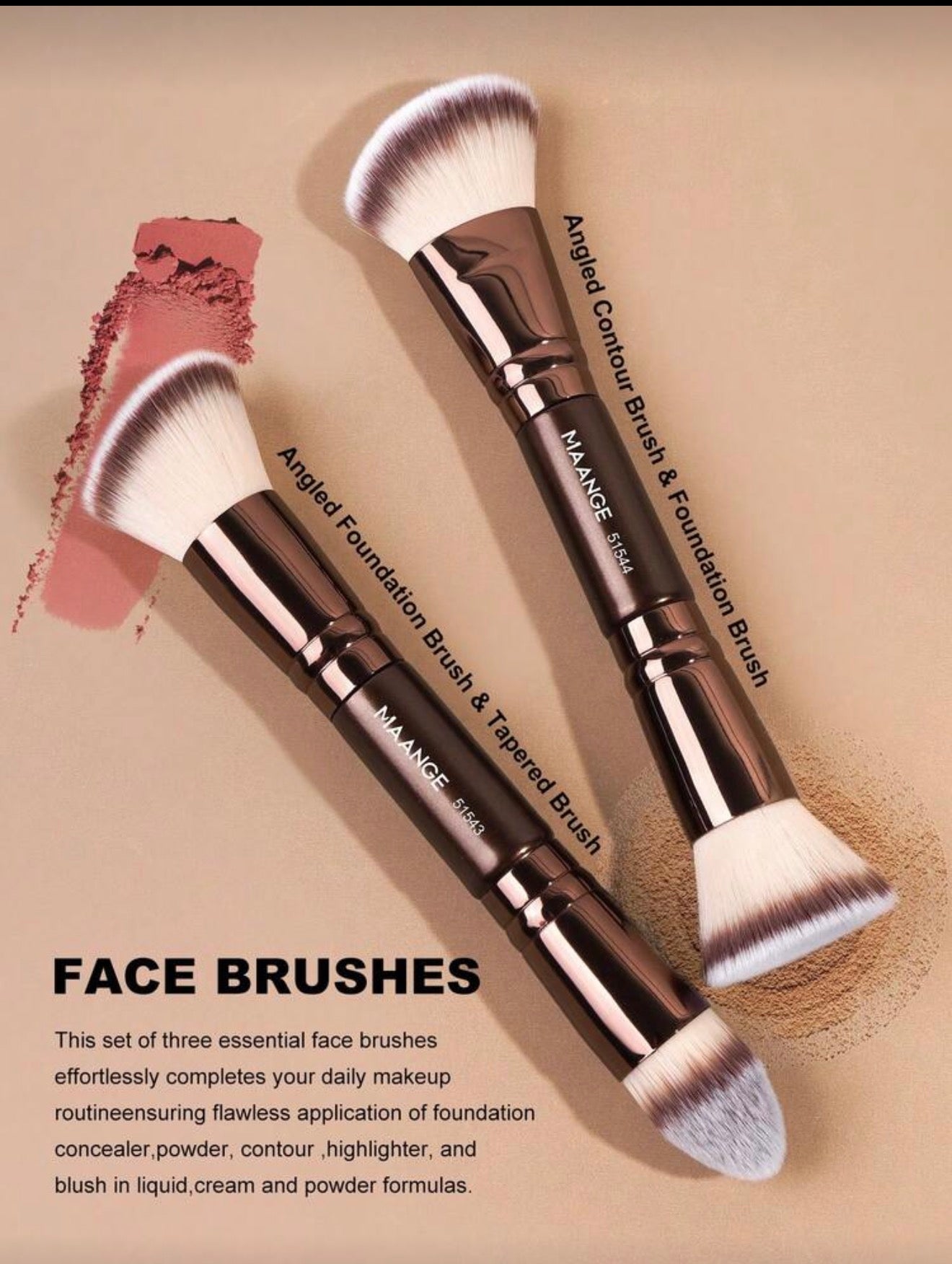 Makeup 4pcs Double Brush Set - Maange
