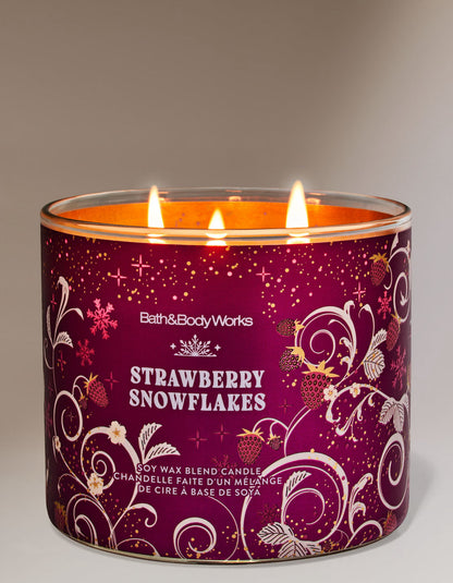 Strawberry Snowflackes - 3 wick Candle-Bath & Body Works