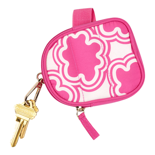 Floral Pink Water Bottle Pouch With Keychain - Tartan+Twine
