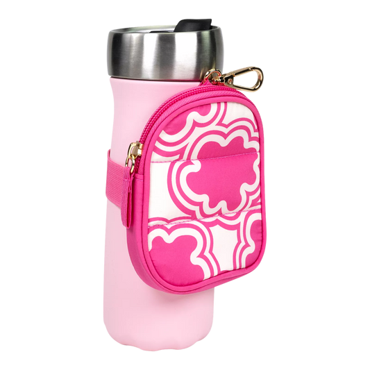 Floral Pink Water Bottle Pouch With Keychain - Tartan+Twine