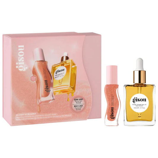 Glossy & Glazed Hair & Lip Oil Gift Set - Gisou