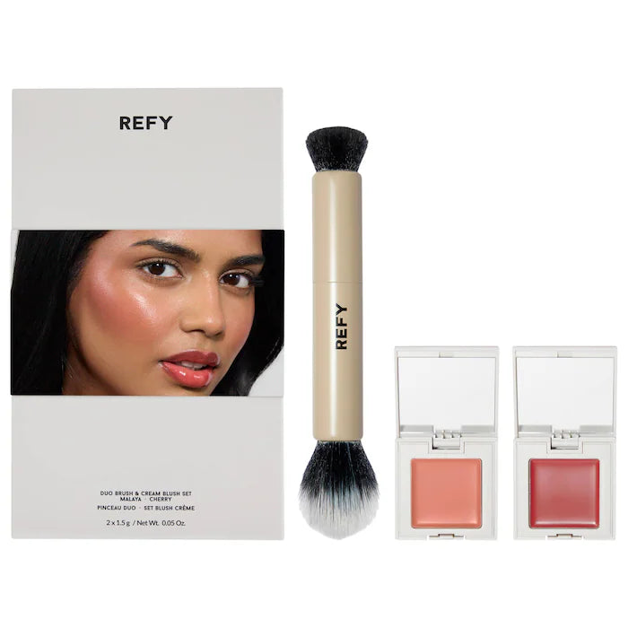 Cream Blush Duo with Duo Face Brush Gift Set - Refy