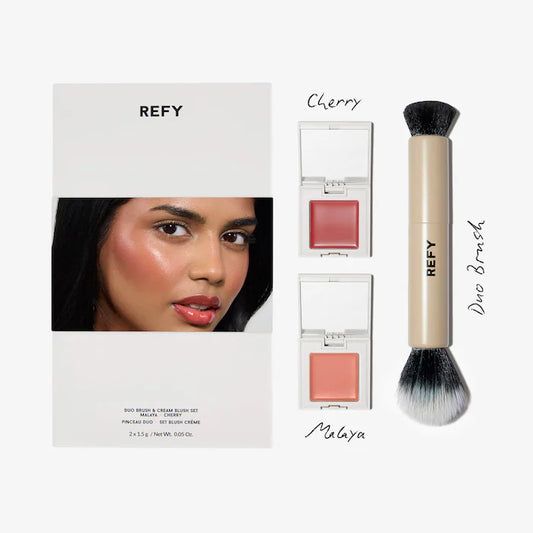 Cream Blush Duo with Duo Face Brush Gift Set - Refy