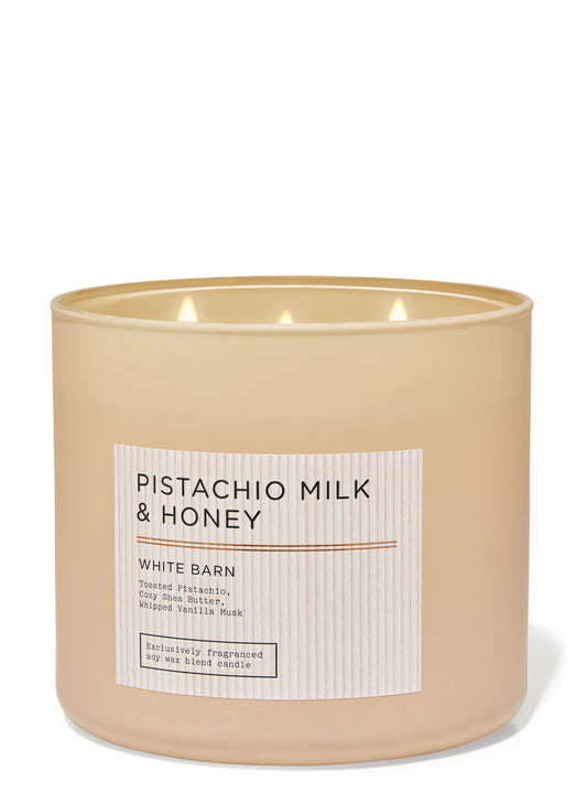 Pistachio Milk & Honey 3 Wick Candle - Bath & Body Works