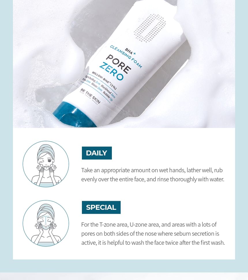 BHA+Cleansing Foam Pore Zero - Be The Skin