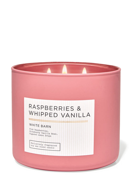 Raspberries & Whipped Vanilla-3 wick Candle-Bath & Body Works