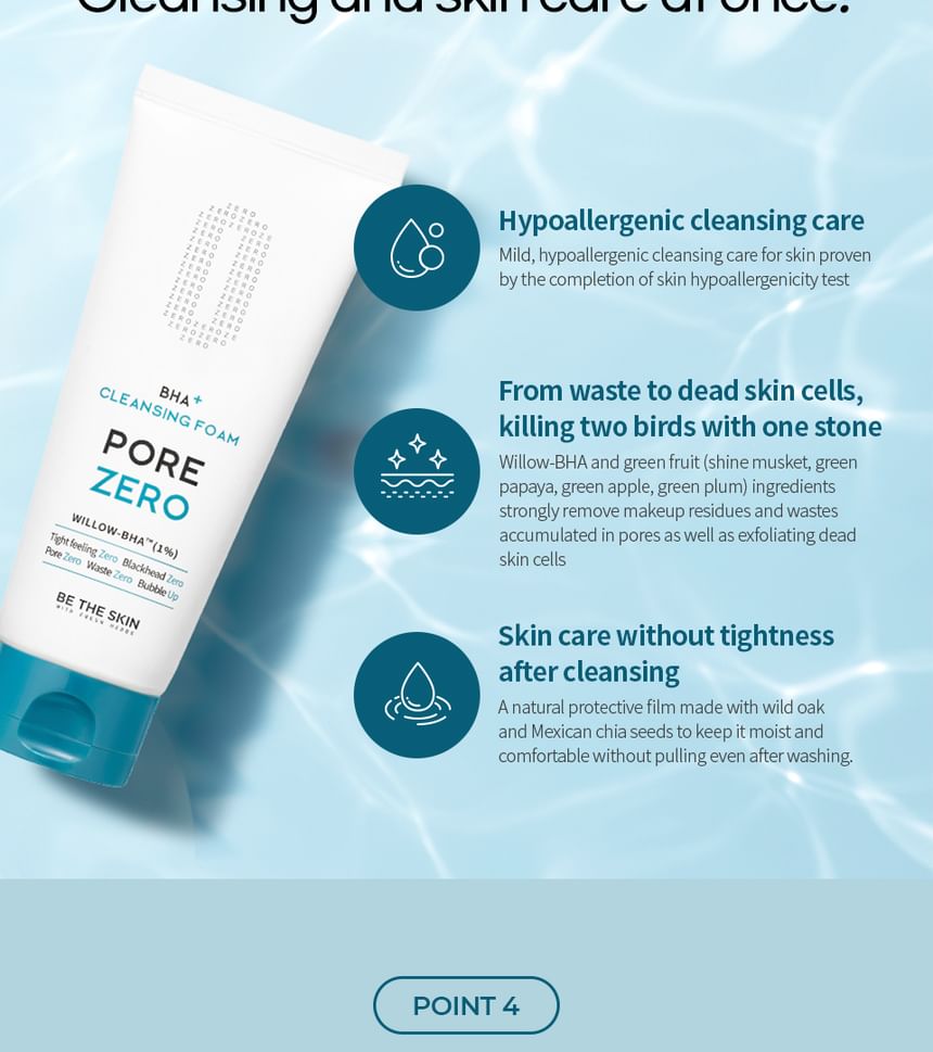 BHA+Cleansing Foam Pore Zero - Be The Skin