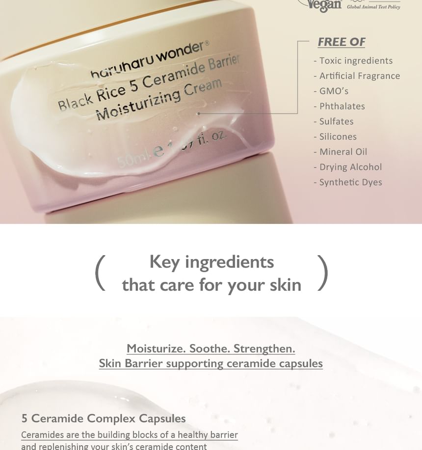 Black Rice 5 Ceramide Barrier Moisturizing Cream - Haruharu Wonder