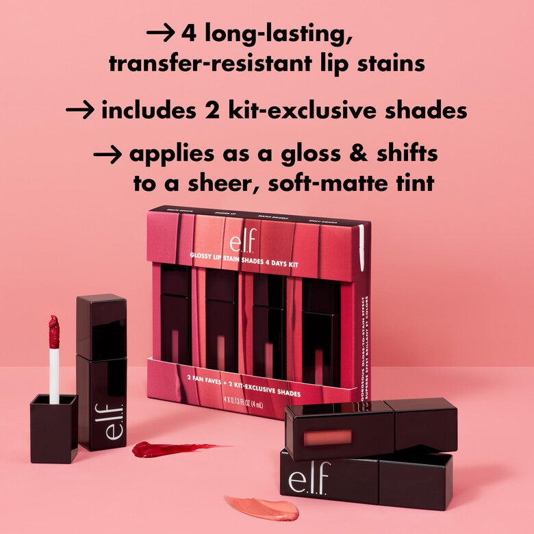 Glossy Lip Stain Shades 4 Days Kit - elf