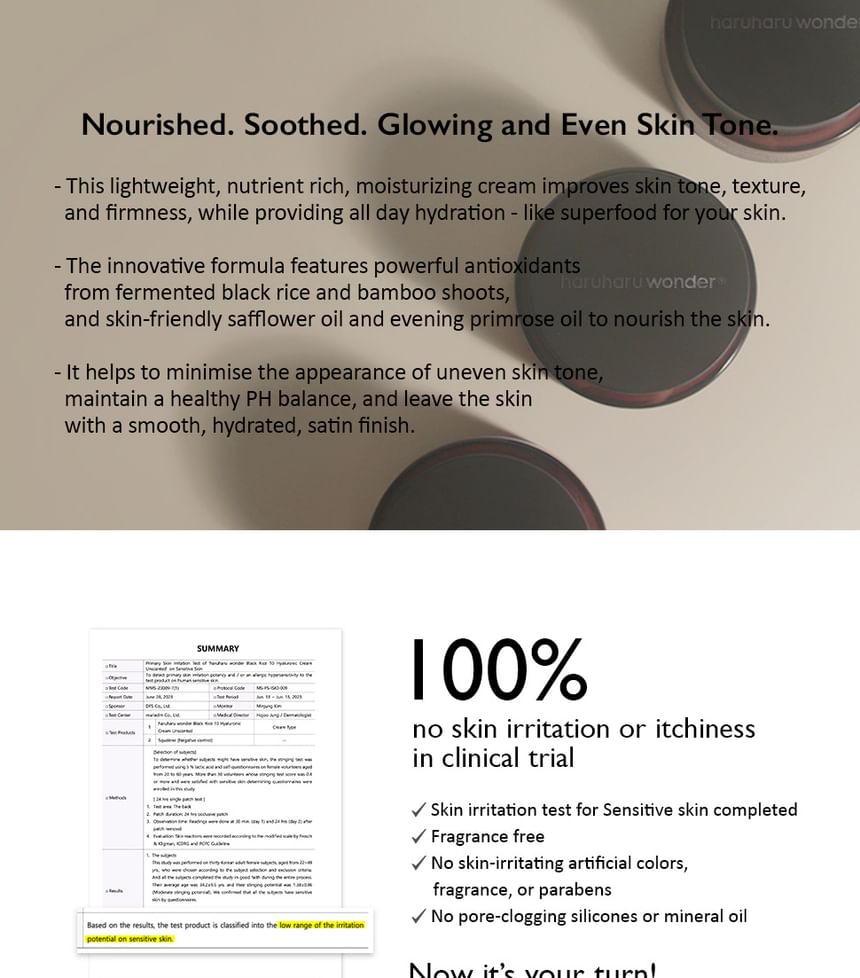 Black Rice 10 Hyaluronic Cream Unscented - Haruharu Wonder