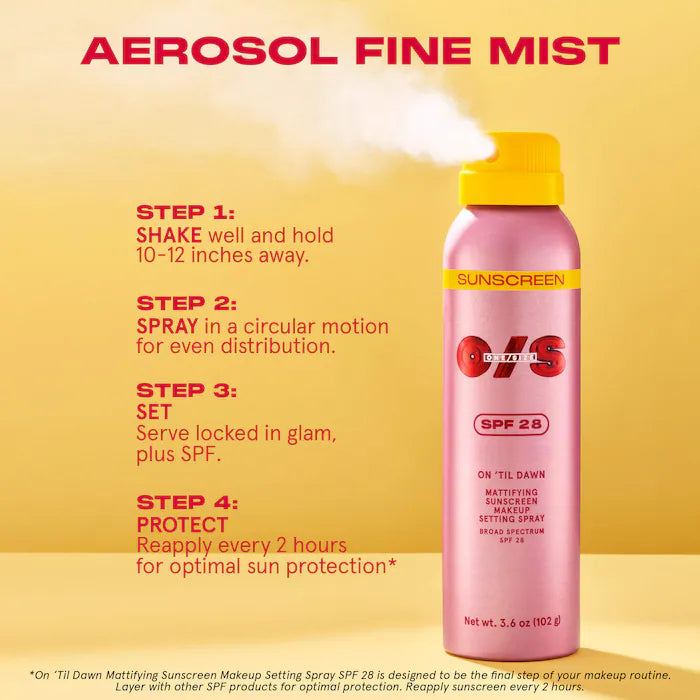 On Til Dawn Mattifying Sunscreen & Setting Spray SPF 28 - One Size
