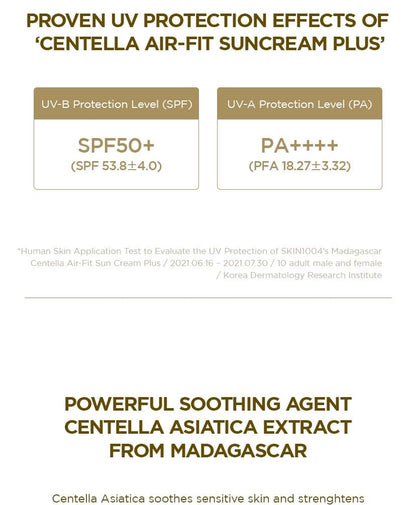 Madagascar Centella Air Fit Suncream Plus Spf 50+PA++++ - Skin1004