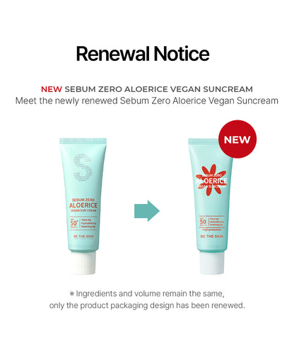 Sebum Zero Aloerice Vegan Suncream Spf 50 PA***- Be The Skin