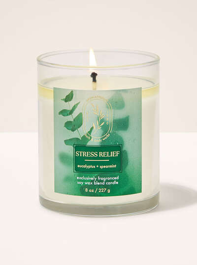 Stress Relief Eucalyptus+Spearmint 1 Wick Candle - Bath & Body Works