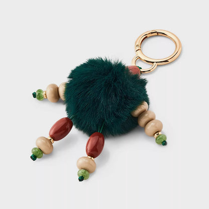 Semi Precious Faux Fur Bag Charm - a new day