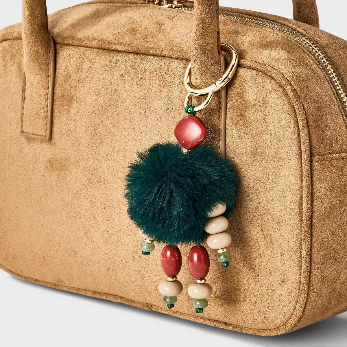 Semi Precious Faux Fur Bag Charm - a new day