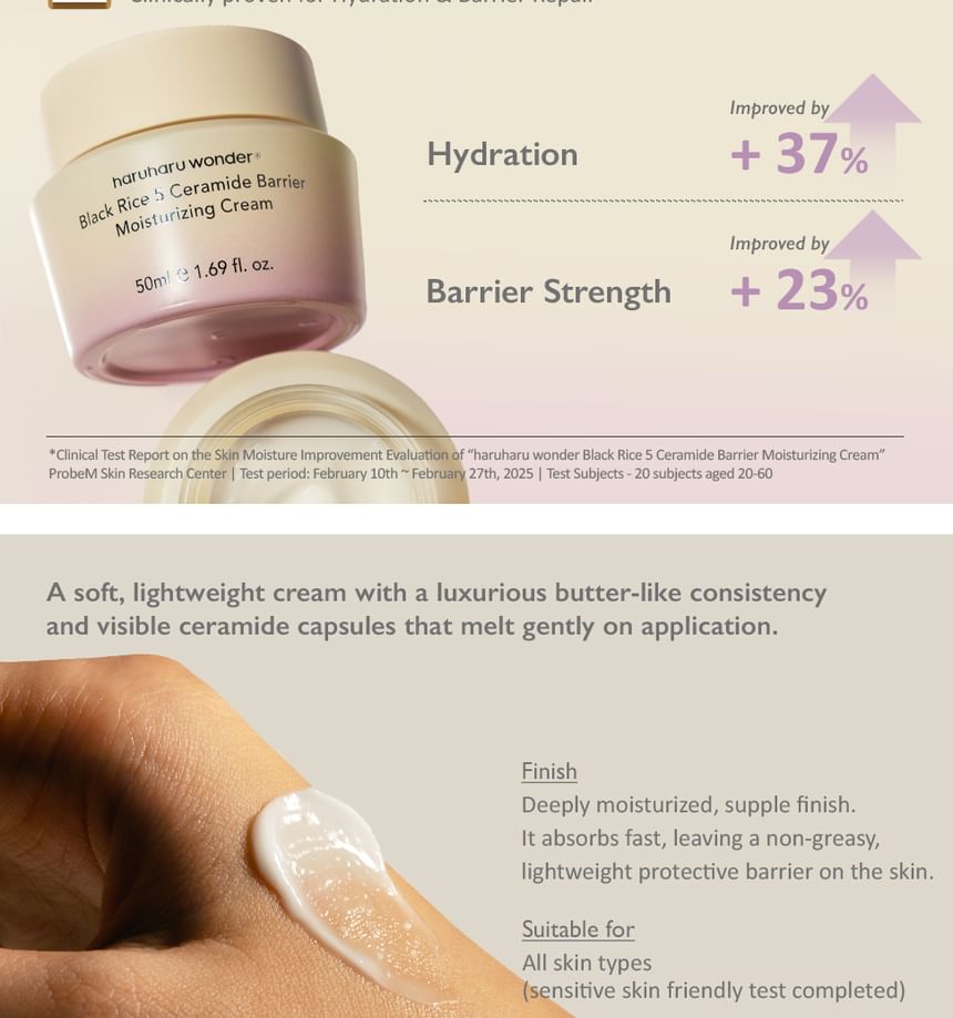 Black Rice 5 Ceramide Barrier Moisturizing Cream - Haruharu Wonder