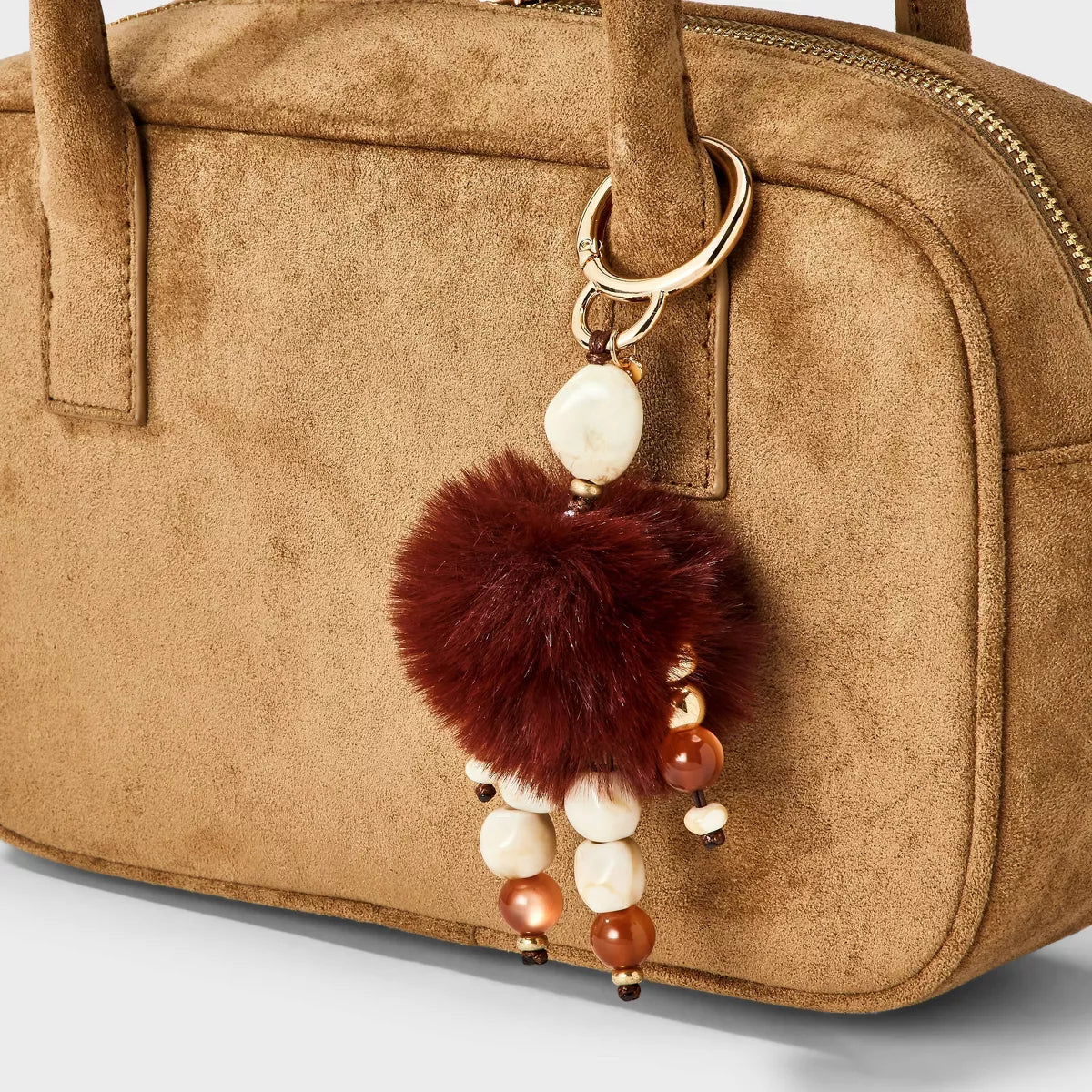 Semi Precious Faux Fur Bag Charm - a new day