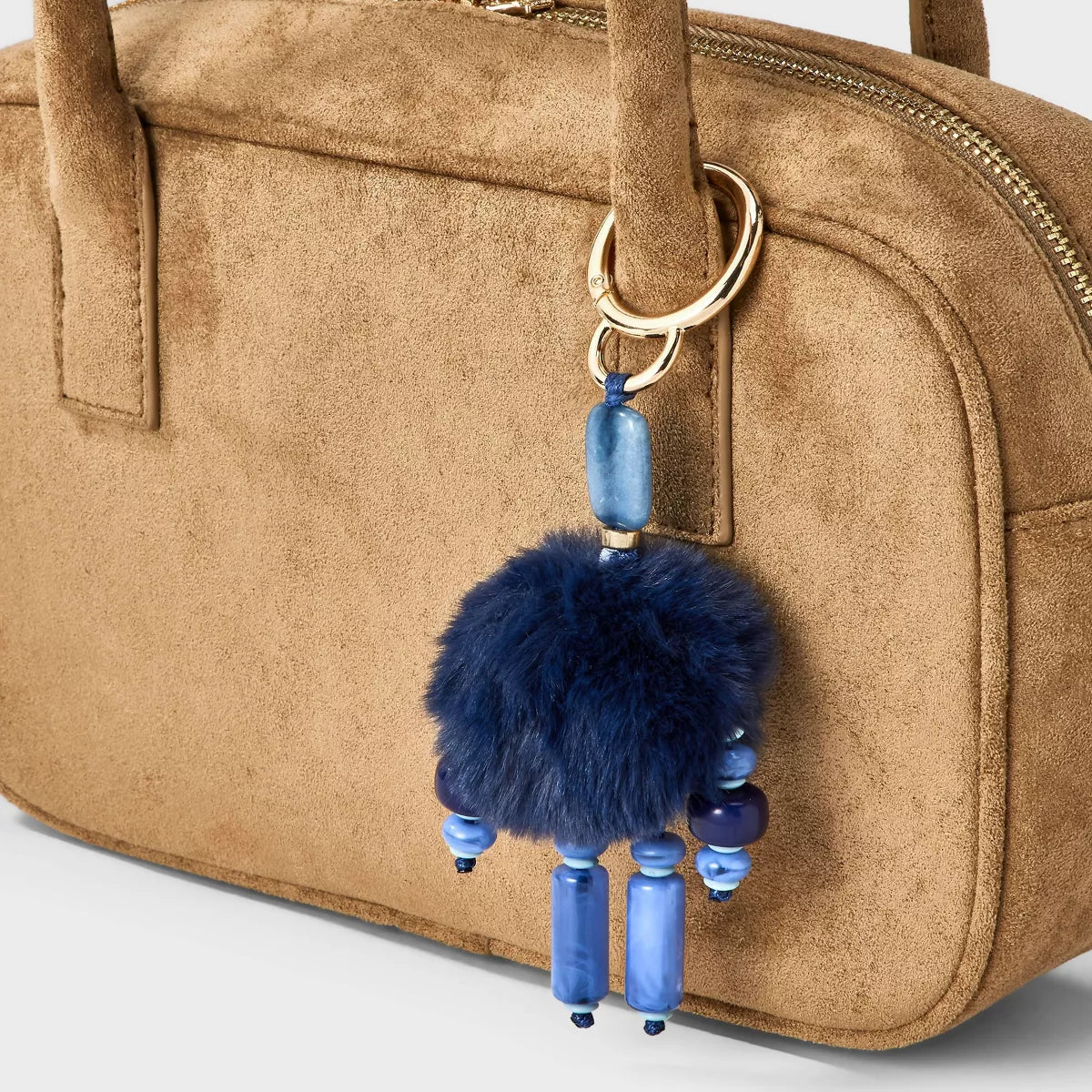 Semi Precious Faux Fur Bag Charm - a new day