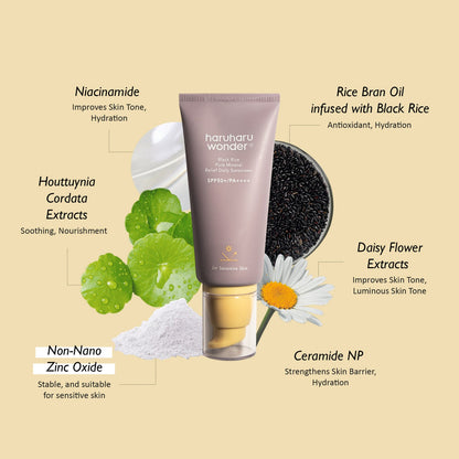 Black Rice Pure Mineral Relief Daily Sunscreen Spf 50+/Pa++++ - Haruharu Wonder