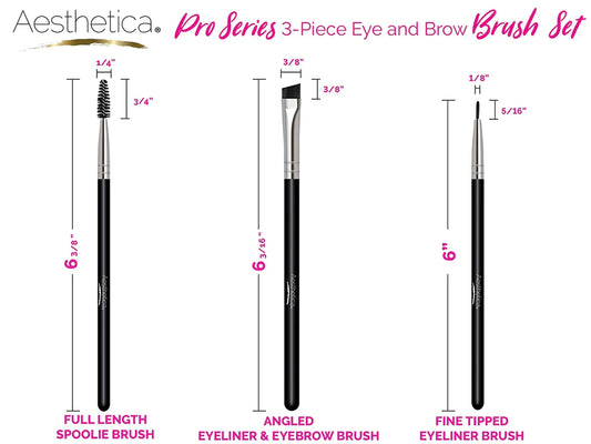 Pro-Brush Series: 3 pieces eyeliner, Brow & Spoolie Brush AESTHETICA